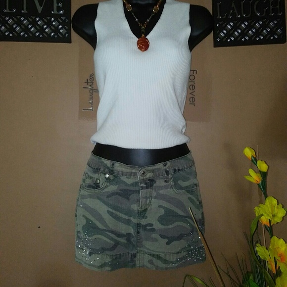 Vanilla Star Dresses & Skirts - Vanilla Star Rhinestone and Camo Mini Skirt.